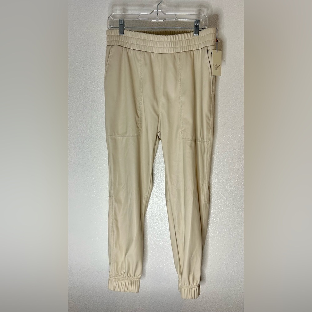 Calia Beige Pleather Joggers Size Medium